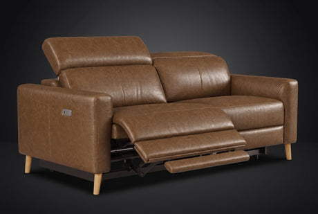 Elodie Distressed Italian Aniline Leather Dual Recliner Sofa