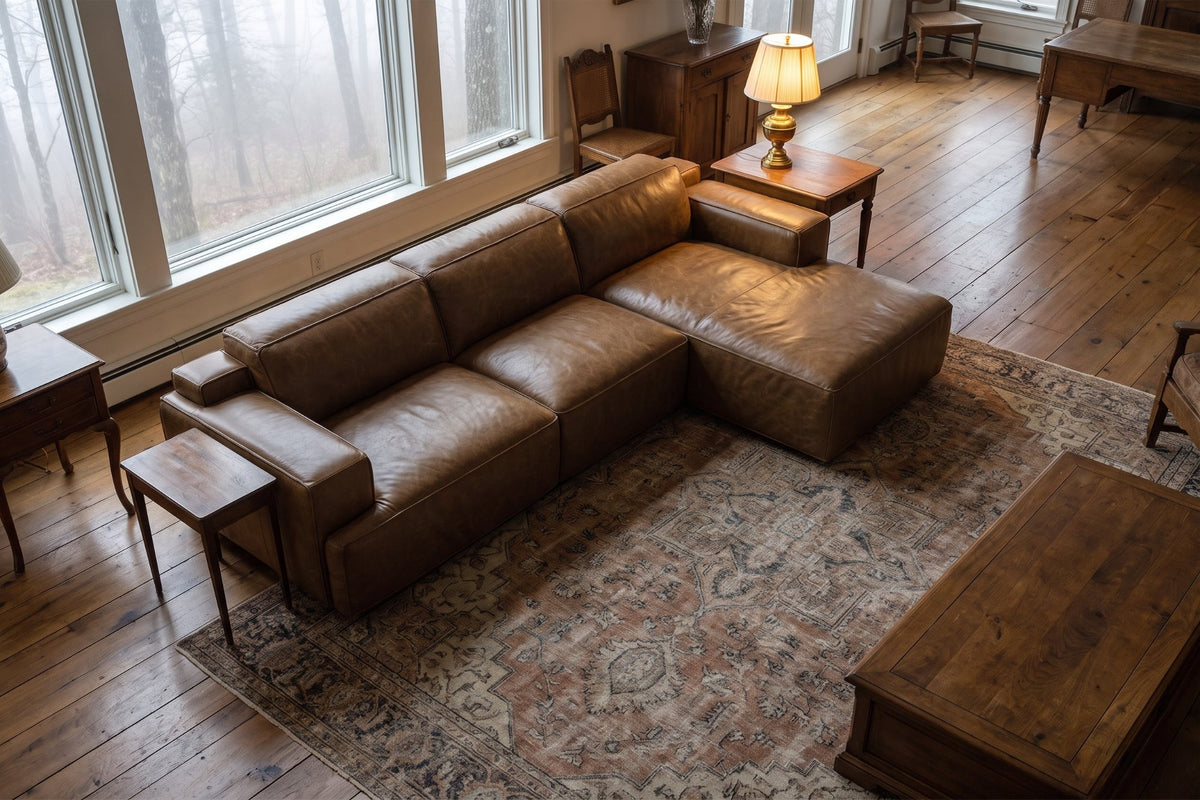 Valentina Distressed Leather Recliner Sectional Sofa