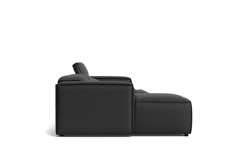 Valencia Emery Leather Sectional Sofa, Recliner Three Seats with Left Chaise, Black