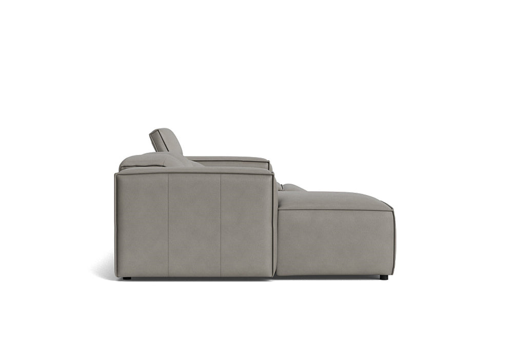 Valencia Emery Leather Sectional Sofa, Recliner Three Seats with Left Chaise, Light Grey