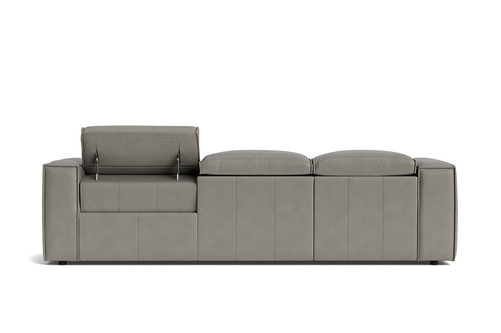 Valencia Emery Leather Sectional Sofa, Recliner Three Seats with Left Chaise, Light Grey