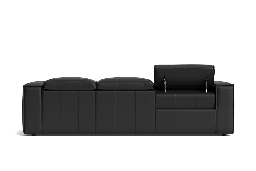 Valencia Emery Leather Sectional Sofa, Recliner Three Seats with Right Chaise, Black