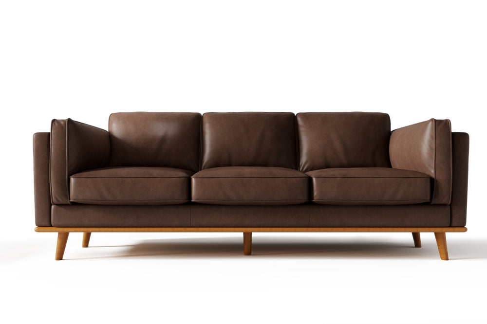 Valencia Artisan Wide Three Seats Leather Sofa, Chocolate Color