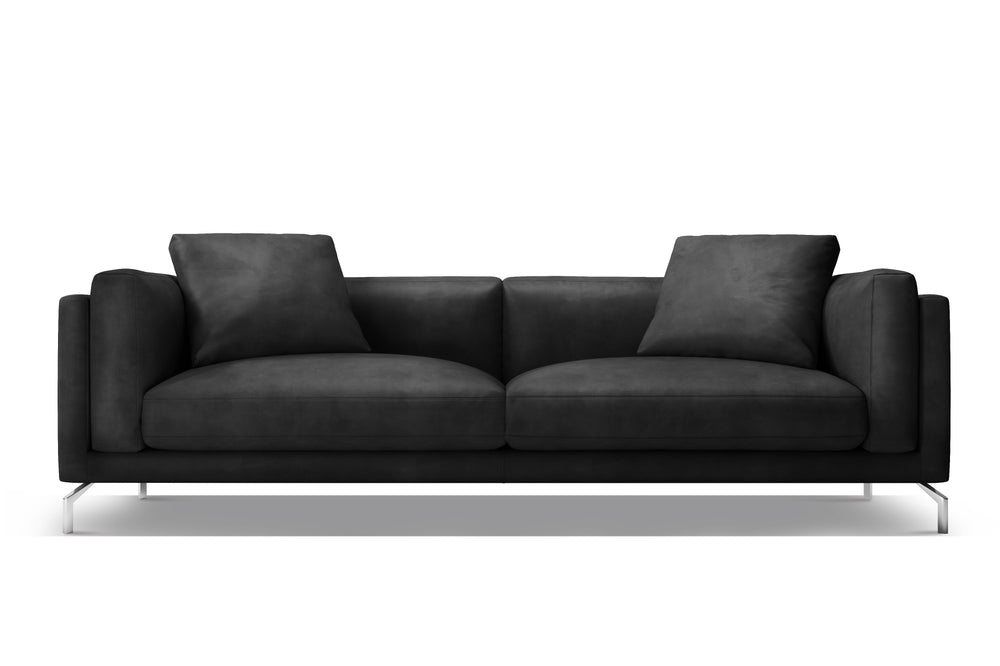 Valencia Zadar Leather Wide Seats Sofa, Black Color