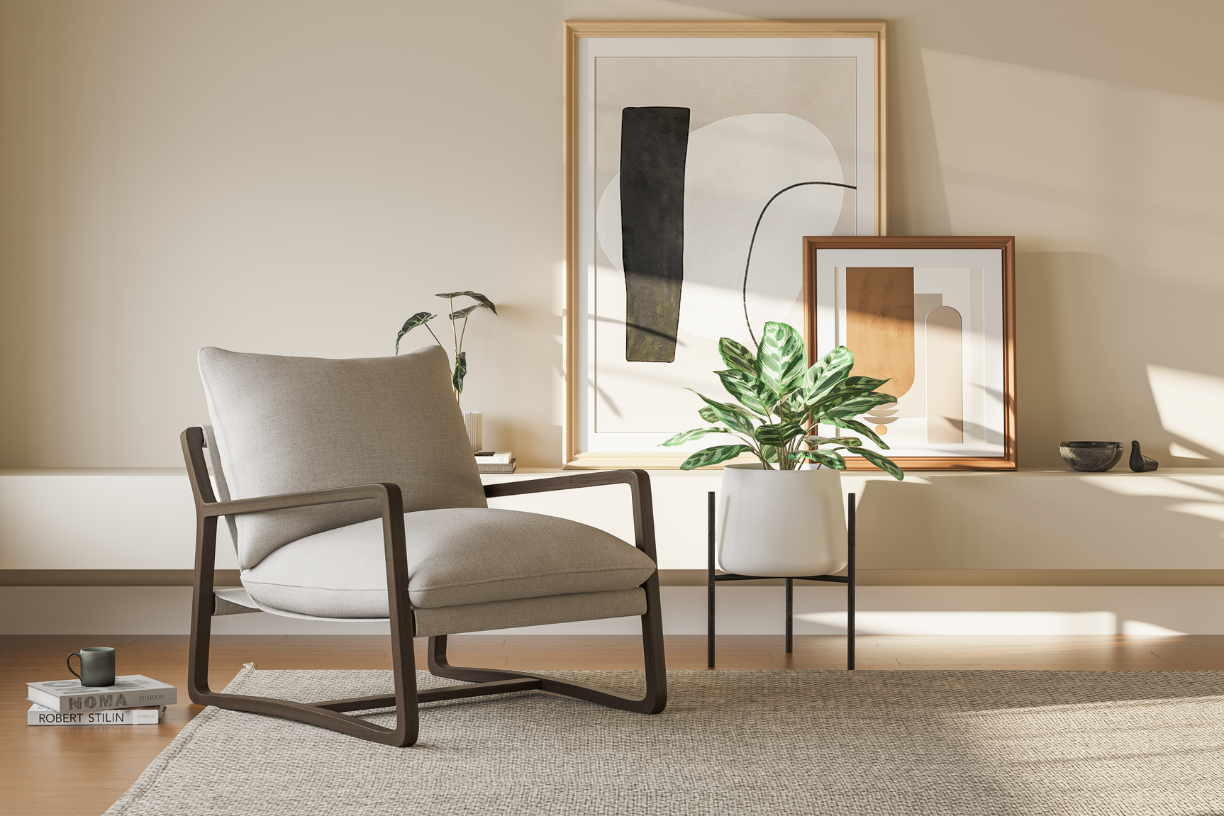 Lagon Fabric & Wood Accent Chair