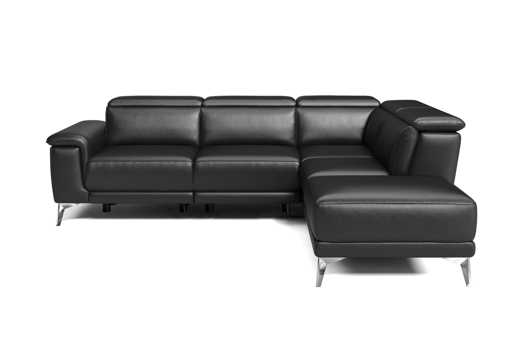 Valencia Pista Modern Top Grain Leather Reclining Sectional Sofa with Right-Hand Facing Chaise, Cognac Front White background picture
