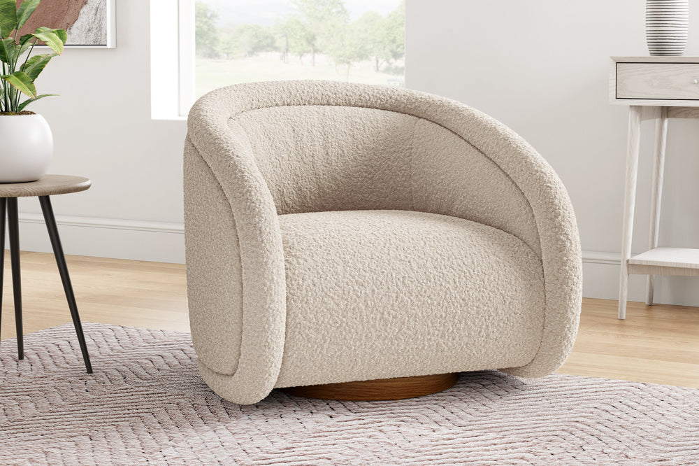 Valencia Violet Fabric Swivel Accent Chair, Beige Color