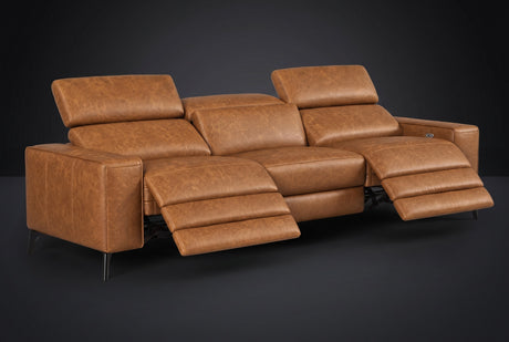 Esther Distressed Italian Aniline Leather Power Dual Recliner Sofa