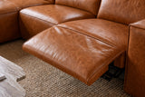 Emery Distressed Italian Aniline Leather Recliner Sectional Sofa