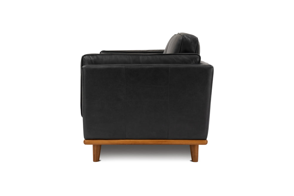 Valencia Artisan Loveseat Leather Sofa, Black Color