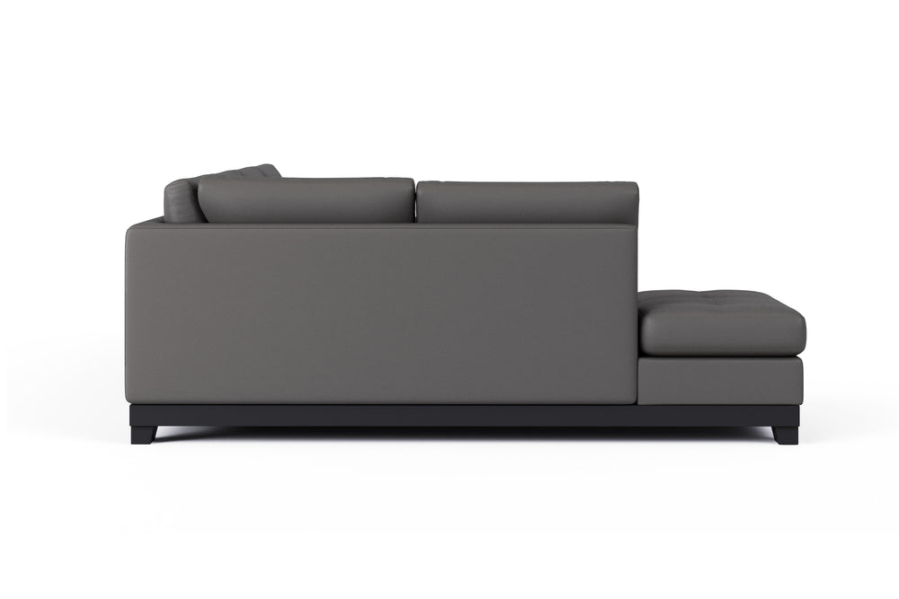 Valencia Aine Top Grain Leather Four Seats with Right Chaise Sofa, Charcoal Grey