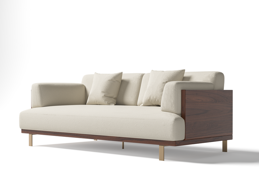 Valencia Emilia Fabric Modern Sofa, Beige Color