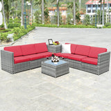 8 Piece Wicker Sofa Rattan Dinning Set Patio Furniture with Storage Table