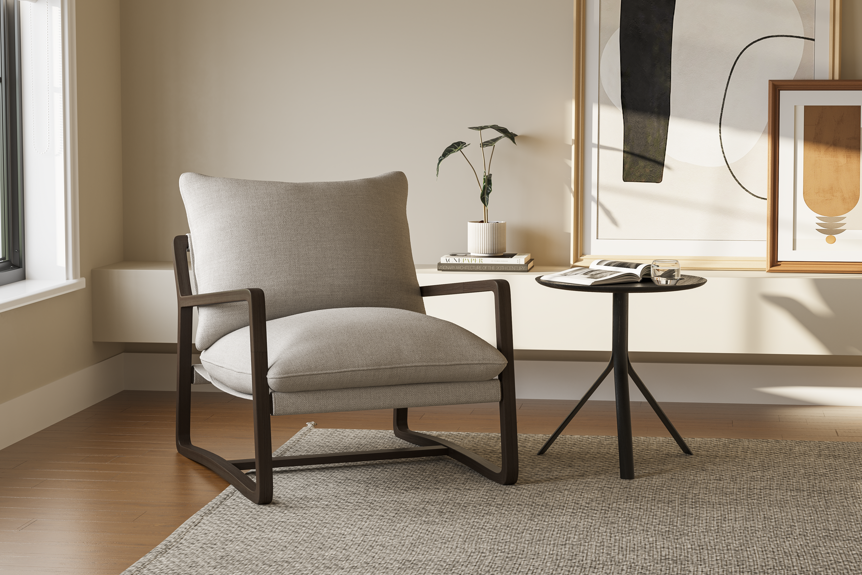 Lagon Fabric & Wood Accent Chair