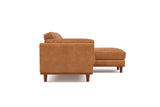 Valencia Artisan Top Grain Leather Three Seats with Right Chaise Leather Cognac Sofa Left side diagram