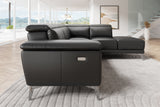 Valencia Pista Modern Top Grain Leather Reclining Sectional Sofa with Right-Hand Facing Chaise, Cognac Right side diagram
