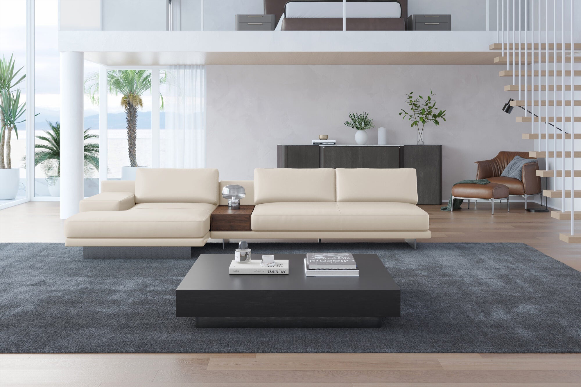 Alessandro Italian Nappa Leather Modular Sectional Sofa with Chaise