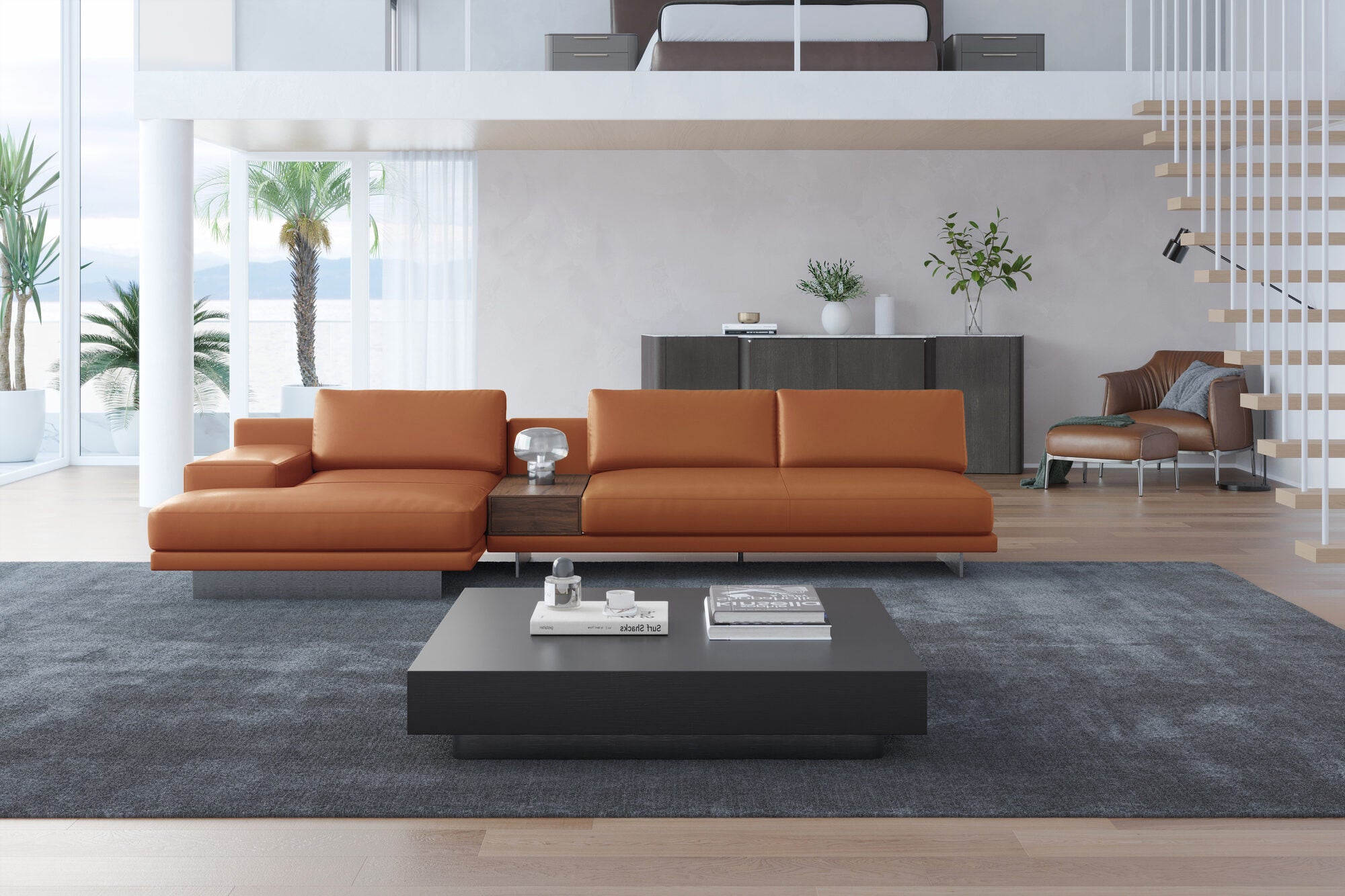 Alessandro Italian Nappa Leather Modular Sectional Sofa with Chaise