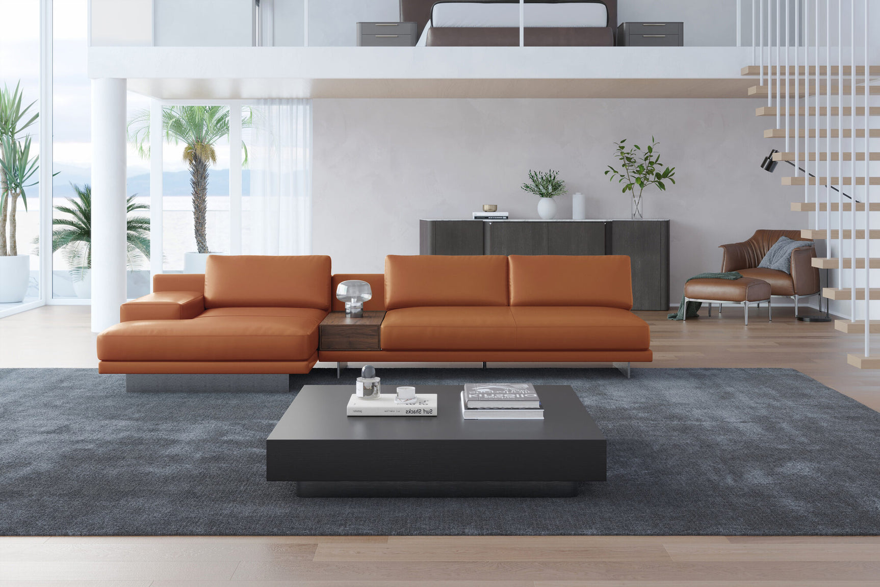 Alessandro Italian Nappa Leather Modular Sectional Sofa with Chaise