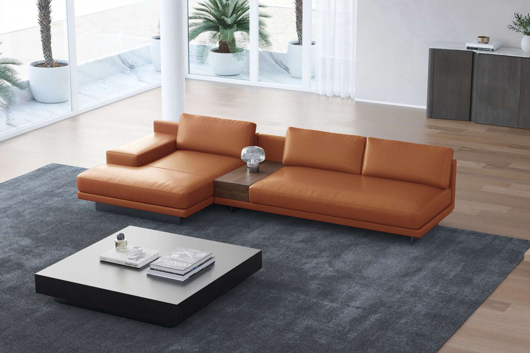 Alessandro Italian Nappa Leather Modular Sectional Sofa with Chaise