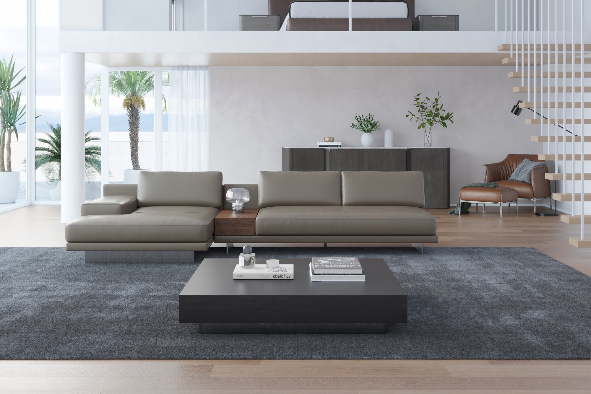 Alessandro Italian Nappa Leather Modular Sectional Sofa with Chaise