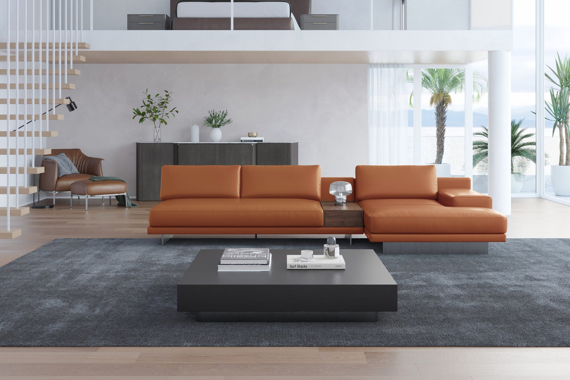 Alessandro Italian Nappa Leather Modular Sectional Sofa with Chaise