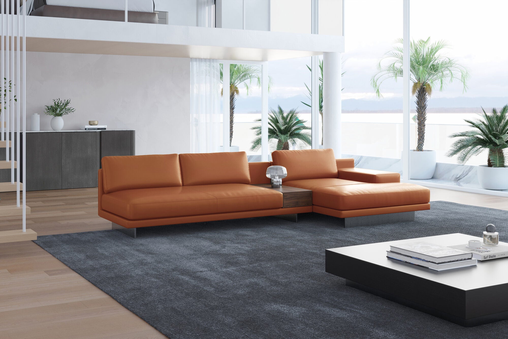 Alessandro Italian Nappa Leather Modular Sectional Sofa with Chaise