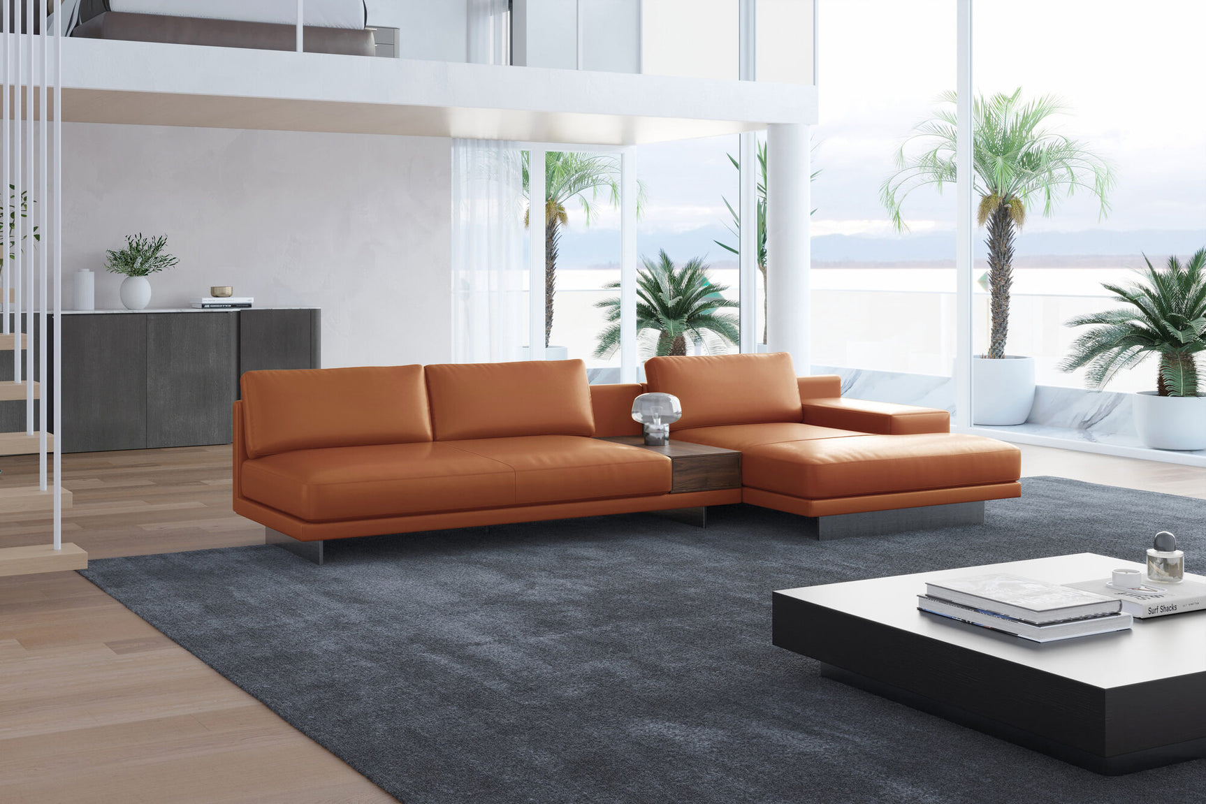 Alessandro Italian Nappa Leather Modular Sectional Sofa with Chaise