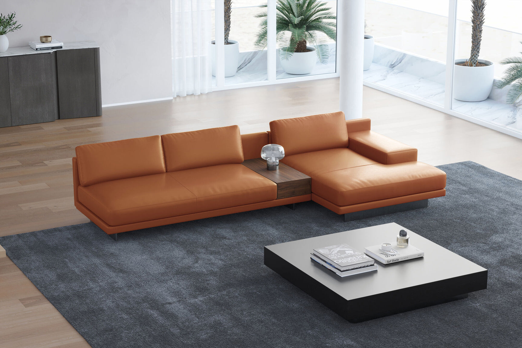 Alessandro Italian Nappa Leather Modular Sectional Sofa with Chaise