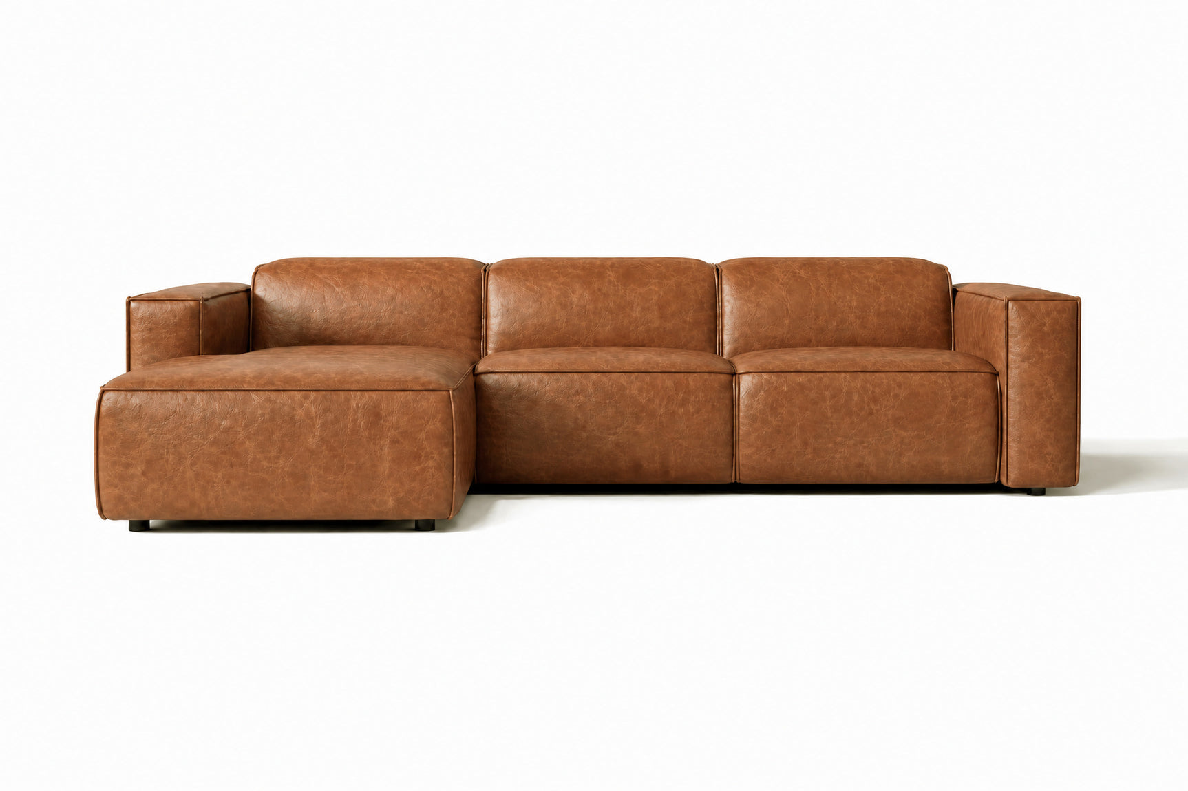 Emery Distressed Italian Aniline Leather Recliner Sectional Sofa