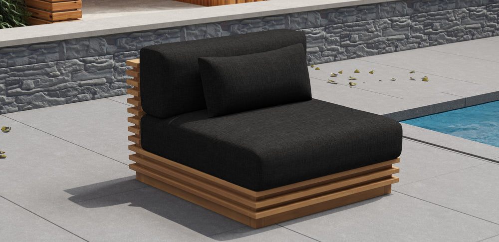 Valencia Elise Fabric Sectional Outdoor Armless Piece, Black Scene diagram