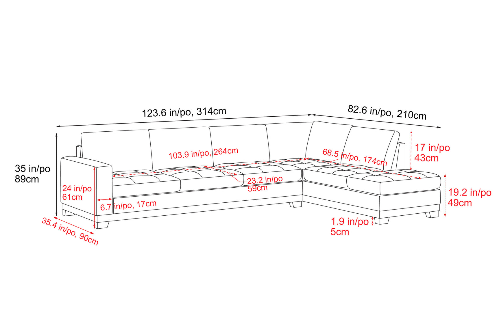 Aine Leather Corner Sectional Sofa