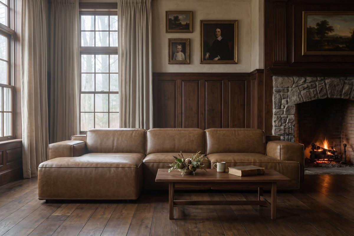 Valentina Distressed Leather Recliner Sectional Sofa