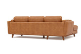 Valencia Artisan Top Grain Leather Three Seats with Right Chaise Leather Cognac Sofa Back view