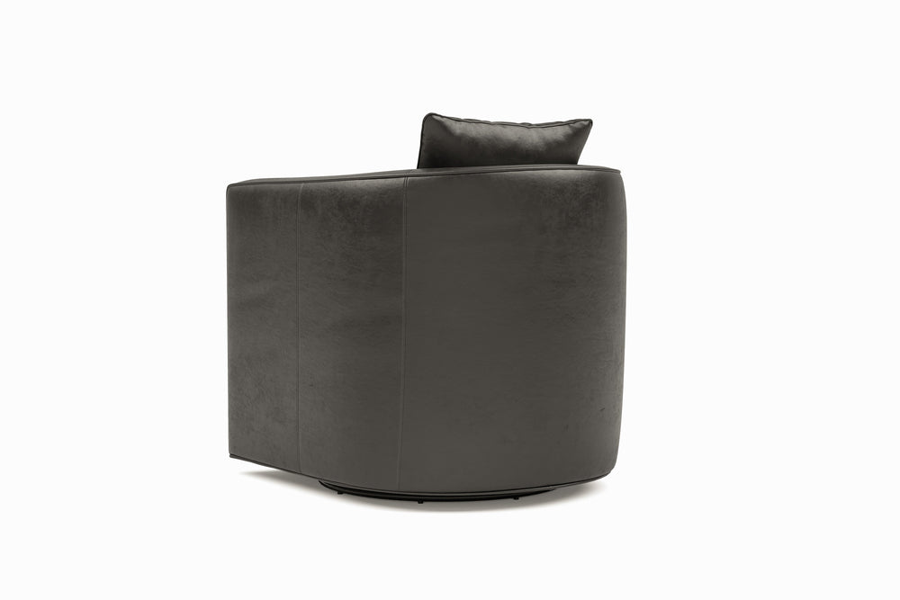 Valencia Riley Leather Swivel Accent Chair, Black Color