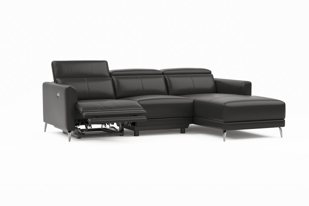 Valencia Andria Black Leather Reclining Sectional Sofa | Modern Luxury White background picture