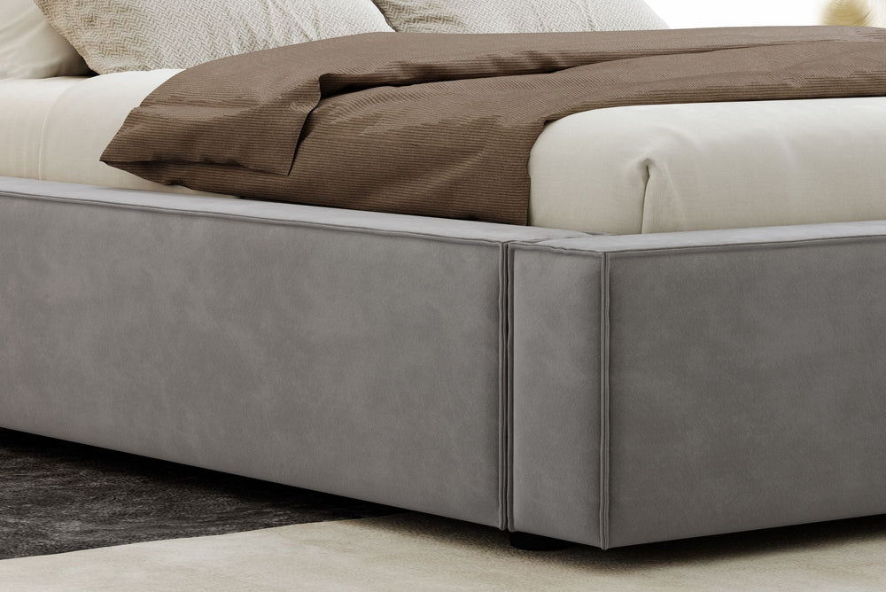 Valencia Luisa Fabric Queen Bed Frame, Grey