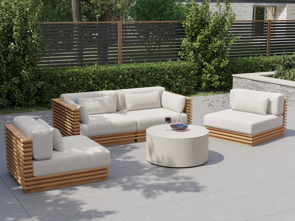 Valencia Elise Fabric Sectional Outdoor Loveseat Sofa, Beige Detailed drawing