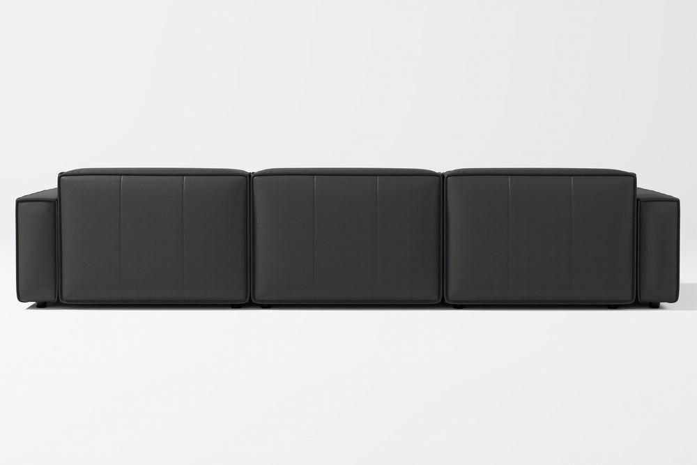 Valencia Nathan Full Aniline Leather Modular Sofa with Down Feather, Left Chaise, Black Color