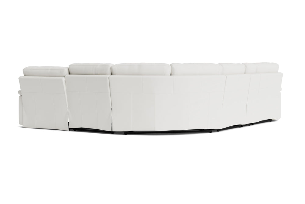 Valencia Vivian Top Grain Leather L-Shape with Console Sofa, Winter White