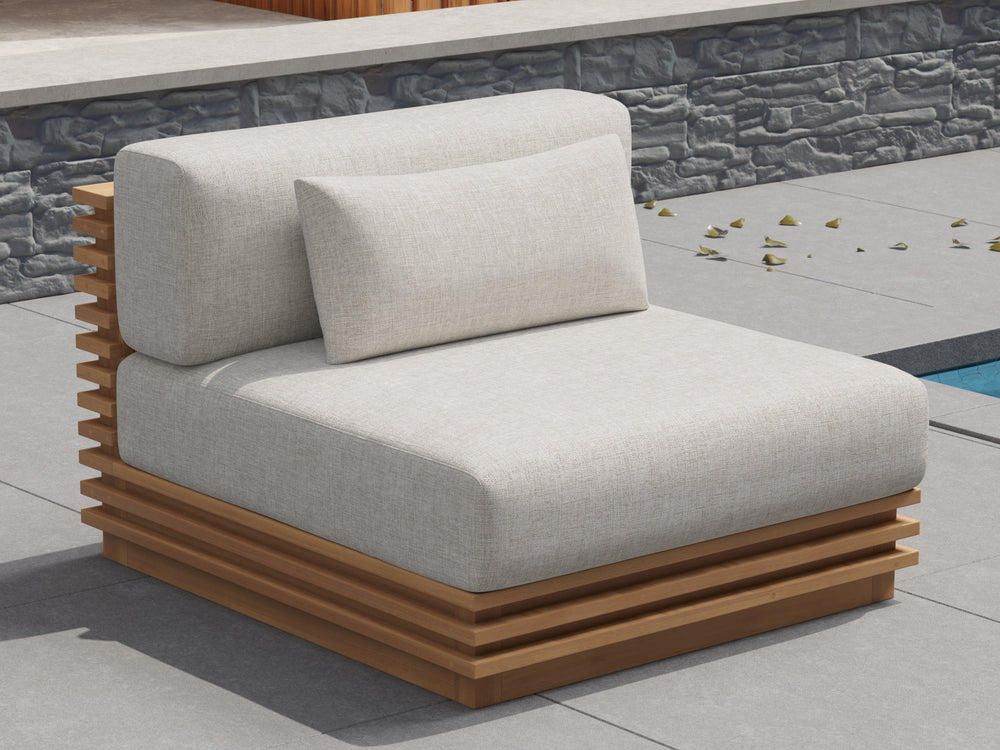 Valencia Elise Fabric Sectional Outdoor Armless Piece, Beige Scene diagram