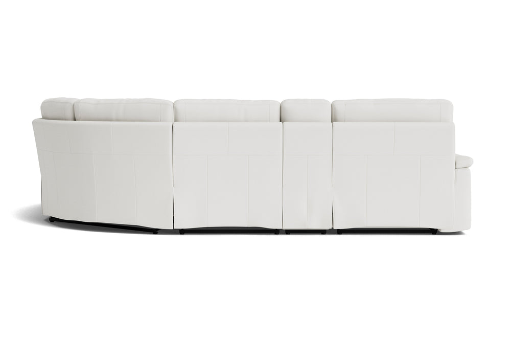 Valencia Vivian Top Grain Leather L-Shape with Console Sofa, Winter White