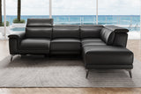 Valencia Pista Modern Top Grain Leather Reclining Sectional Sofa with Right-Hand Facing Chaise, Cognac Scene diagram