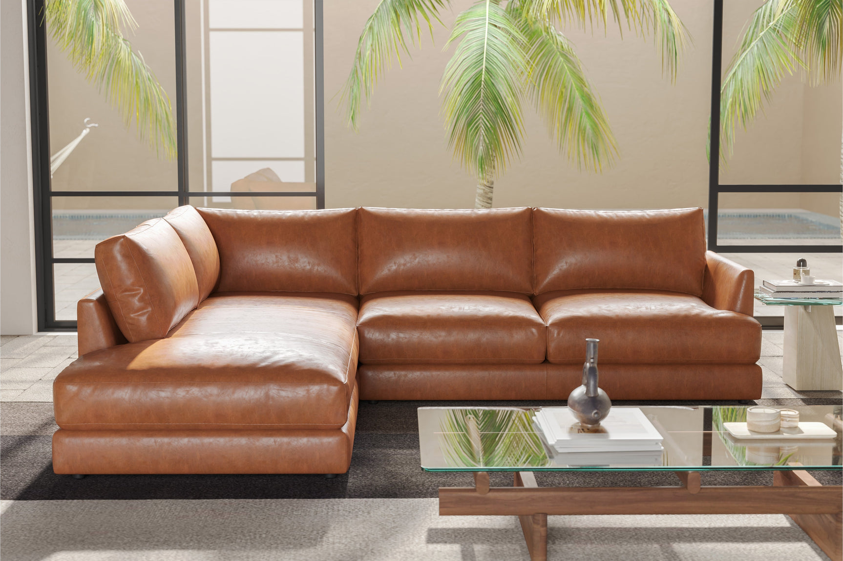 Serena Leather Sectional Sofa