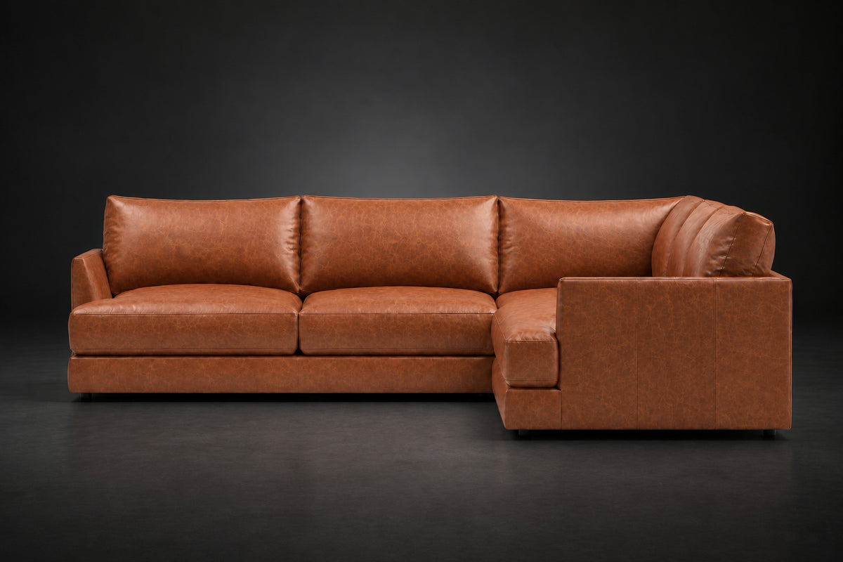Serena Distressed Leather Corner Sectional Sofa