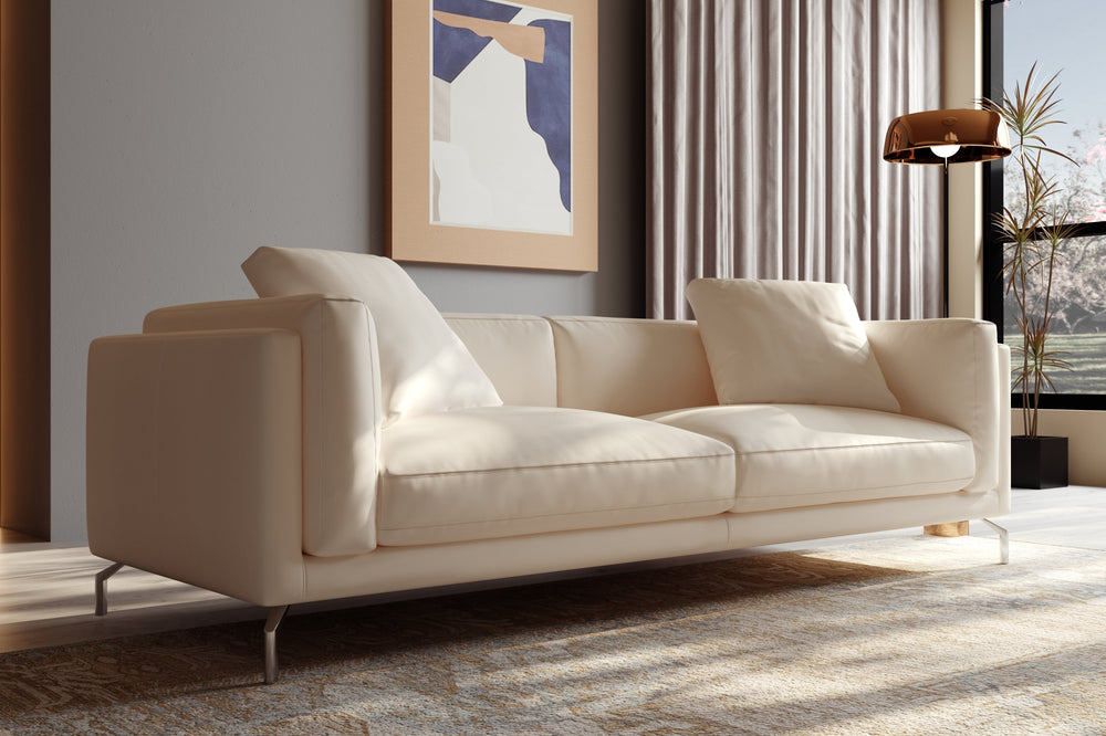 Valencia Zadar Leather Wide Seats Sofa, Beige