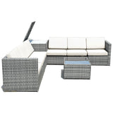8 Piece Wicker Sofa Rattan Dinning Set Patio Furniture with Storage Table