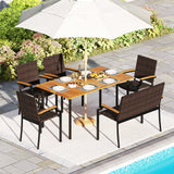 6 Pieces Outdoor Dining Set with Umbrella Hole