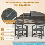 6 Pieces Patio Dining Bench Set Outdoor HDPE Weather Resistant Table and Chairs Set