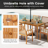 7 Pieces Acacia Wood Patio Dining Set with 1.97 Inch Umbrella Hole and Padded Cushions
